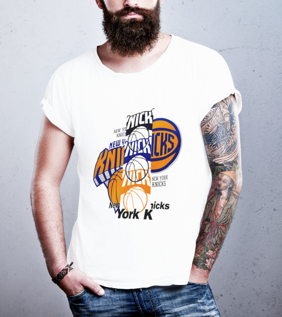 New York Knicks Basketball Collage Fragmented T-Shirt