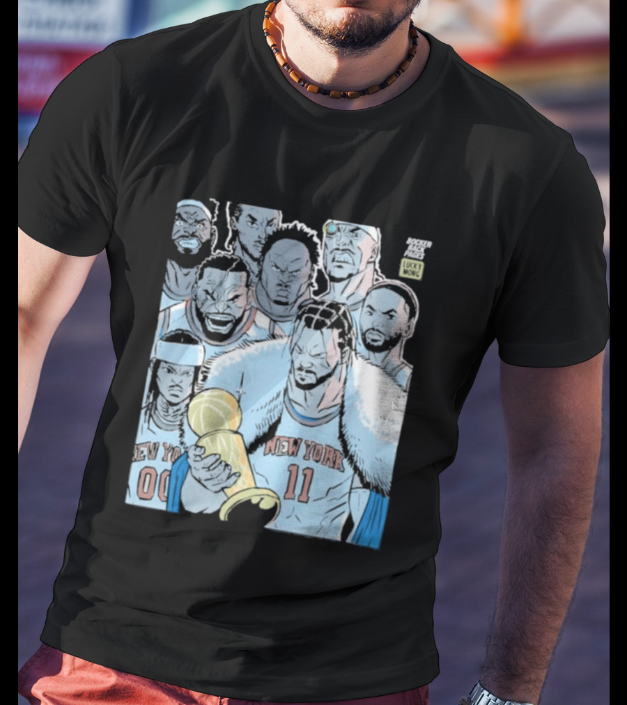New York Knicks Anime Basketball Players 2026 Championship Trophy T-Shirt