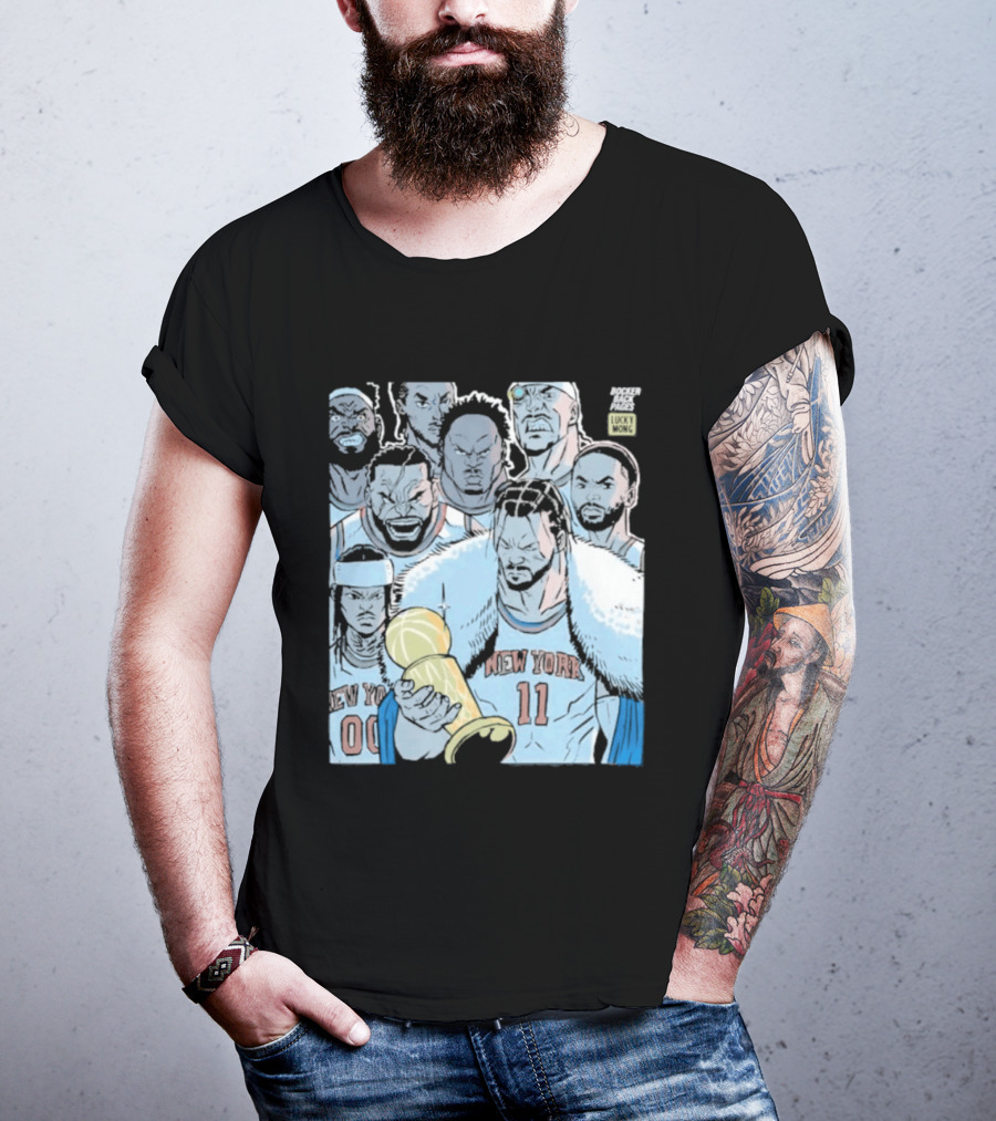 New York Knicks Anime Basketball Players 2026 Championship Trophy T-Shirt