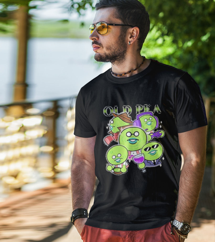 Chikn Nuggit Old Pea Glam Cartoon Characters With Sunglasses And Headphones T-Shirt