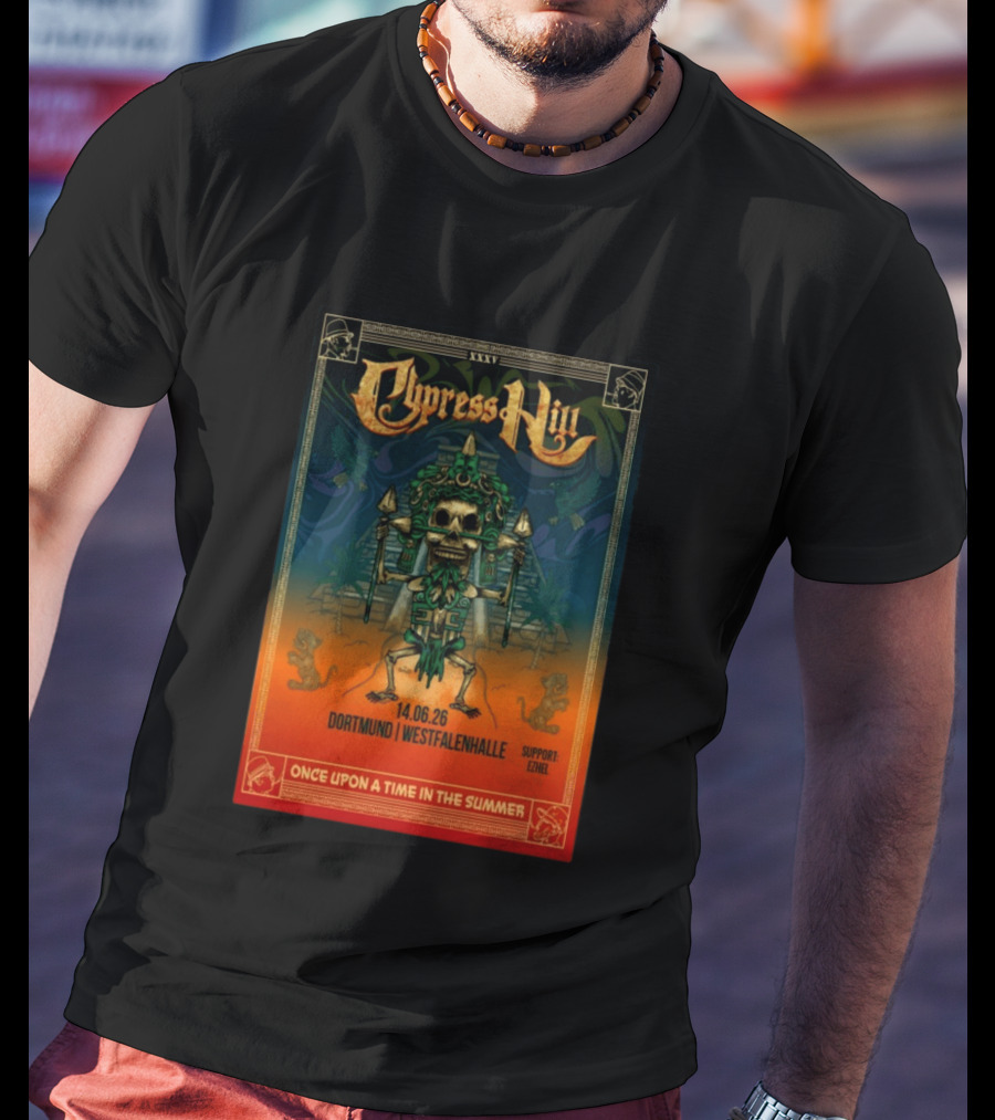 Cypress Hill XXXV Dortmund Westfalenhalle 14.06.26 Support E7hel Once Upon A Time In The Summer Skeleton Warrior T-Shirt