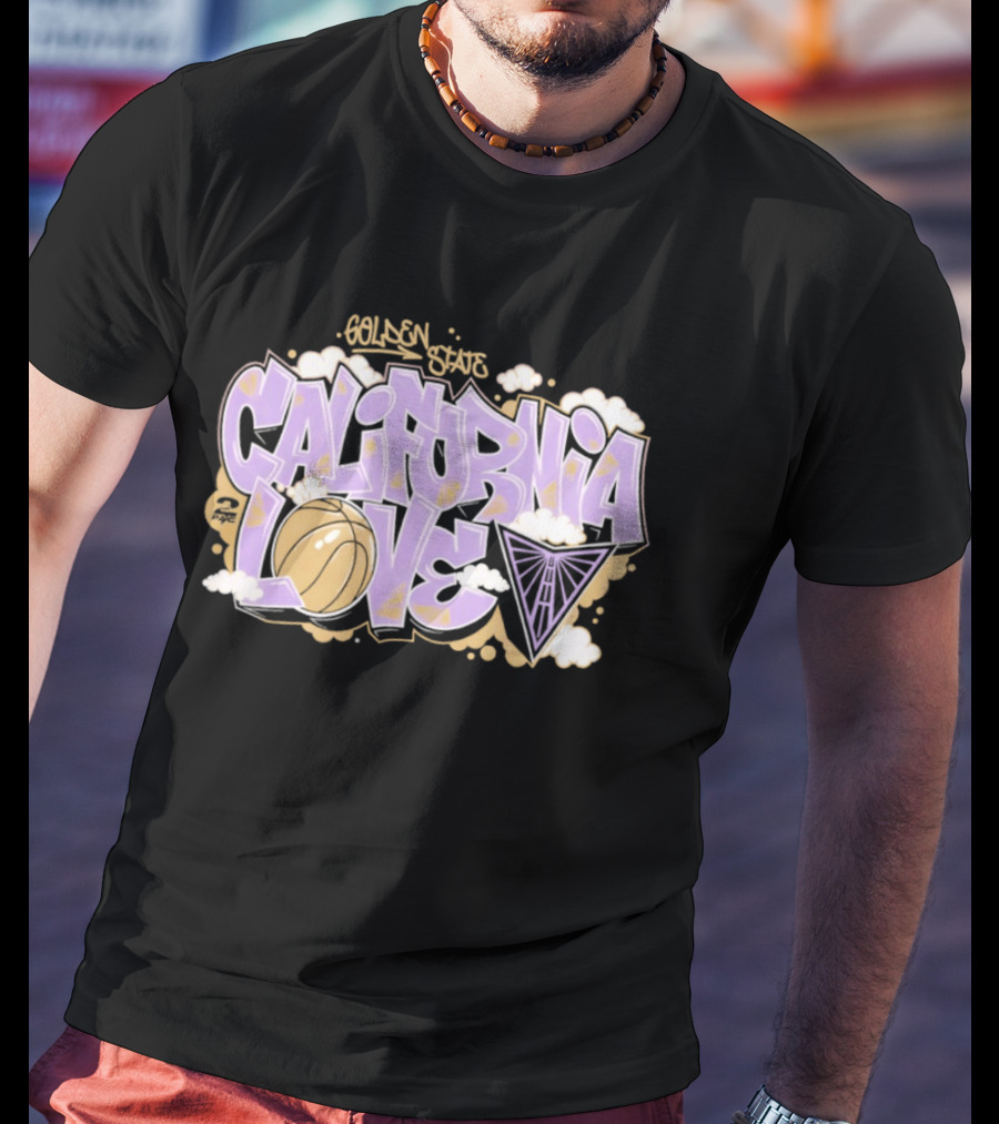 Golden State Valkyries Sportiqe X 2PAC California Love Basketball Clouds T-Shirt