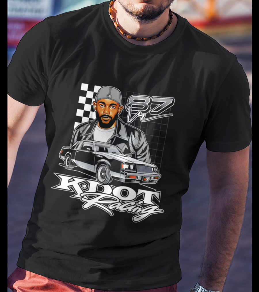 Kdot Racing 87 Vintage Car And Checkered Flag T-Shirt