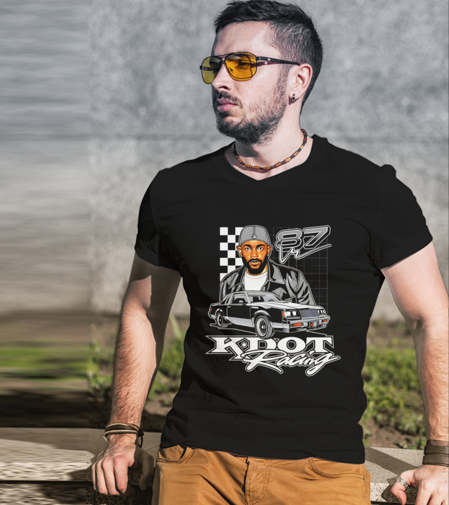 Kdot Racing 87 Vintage Car And Checkered Flag T-Shirt
