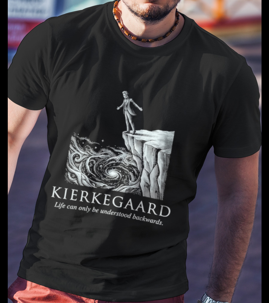 Kierkegaard Life Can Only Be Understood Backwards Cliff Edge T-Shirt