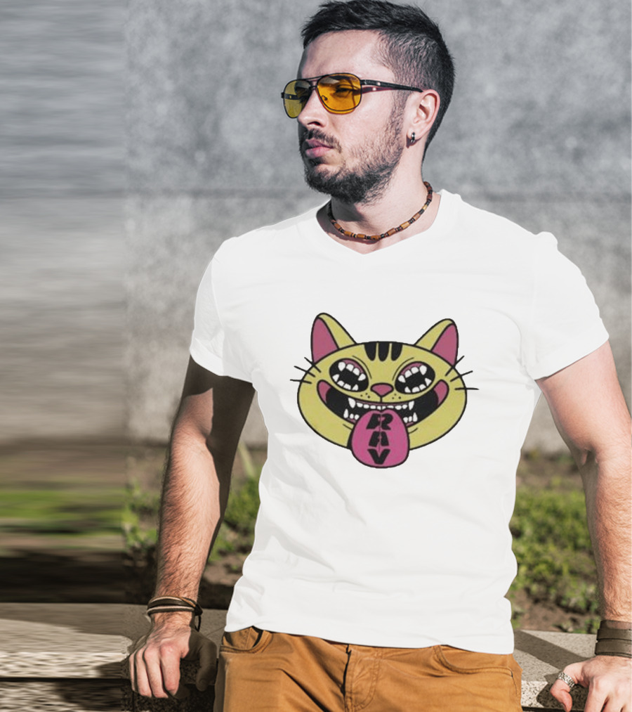 Exociety Rav Cat Vestiges Wild And Funky Cat Face T-Shirt