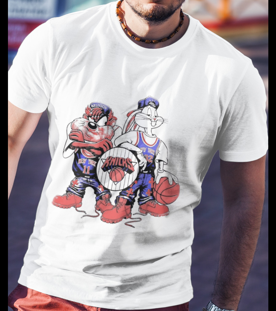 Officila Looney Tunes Bugs Bunny Taz Knicks NYK Basketball T-Shirt