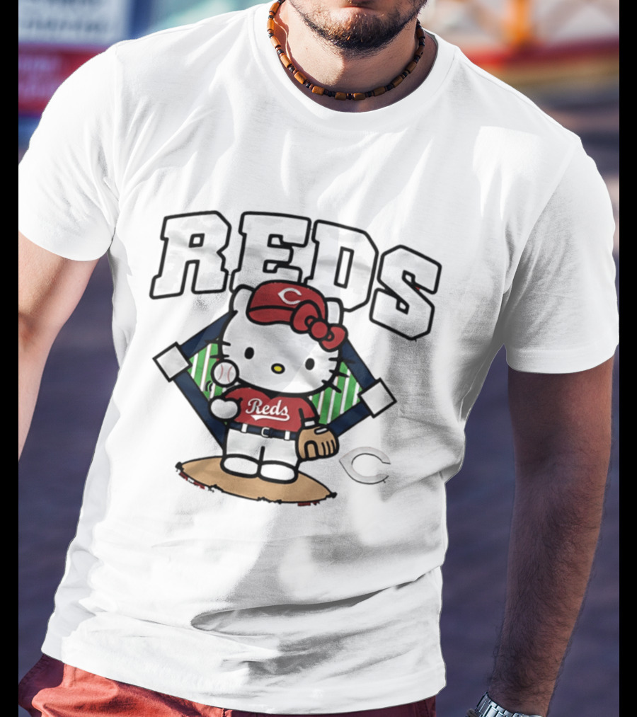 Hello Kitty Cincinnati Reds Collaboration With Baseball Theme 2026 T-Shirt