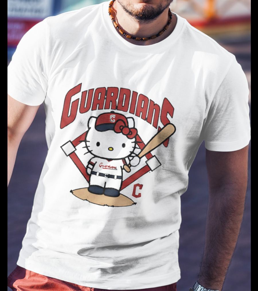 Hello Kitty Cleveland Guardians MLB 2026 Cartoon Collaboration T-Shirt