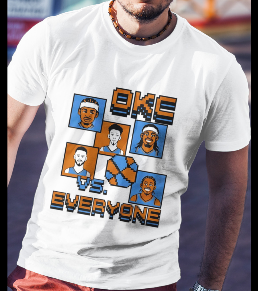 Oklahoma City Thunder OKC Vs Everyone 8 Bit Basketball Pixel Art Characters T-Shirt