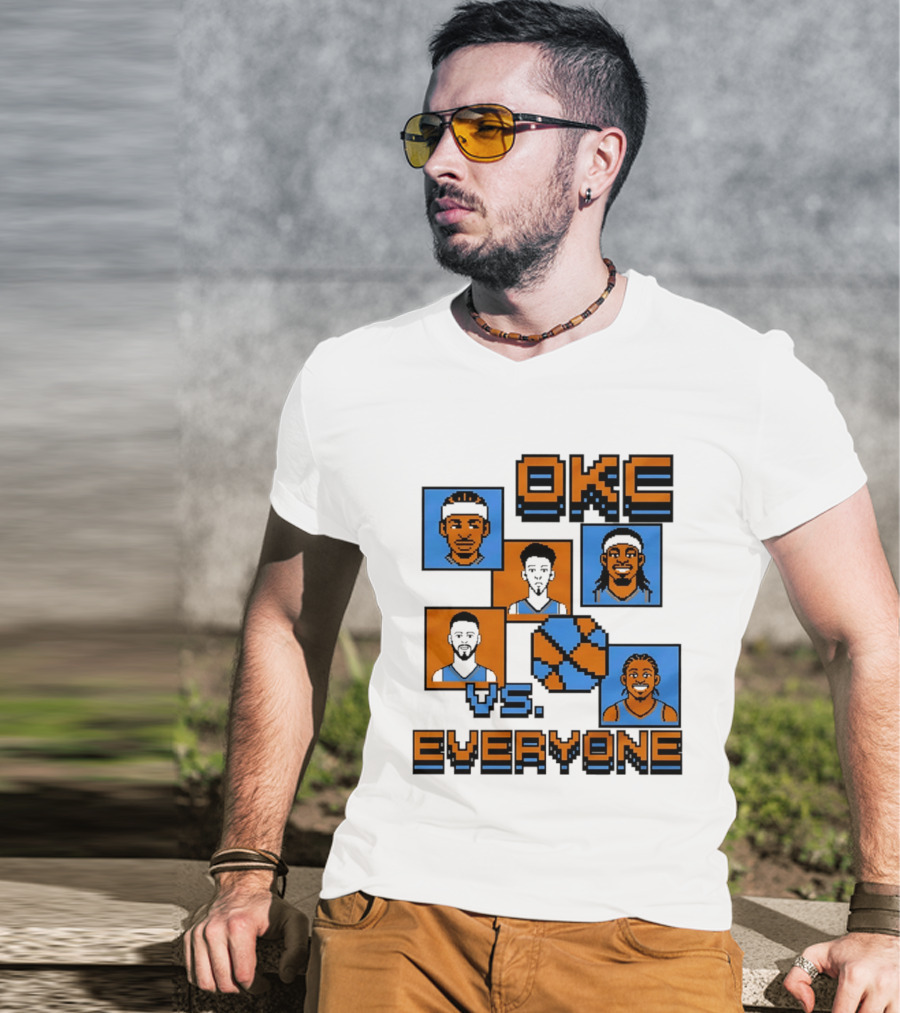 Oklahoma City Thunder OKC Vs Everyone 8 Bit Basketball Pixel Art Characters T-Shirt