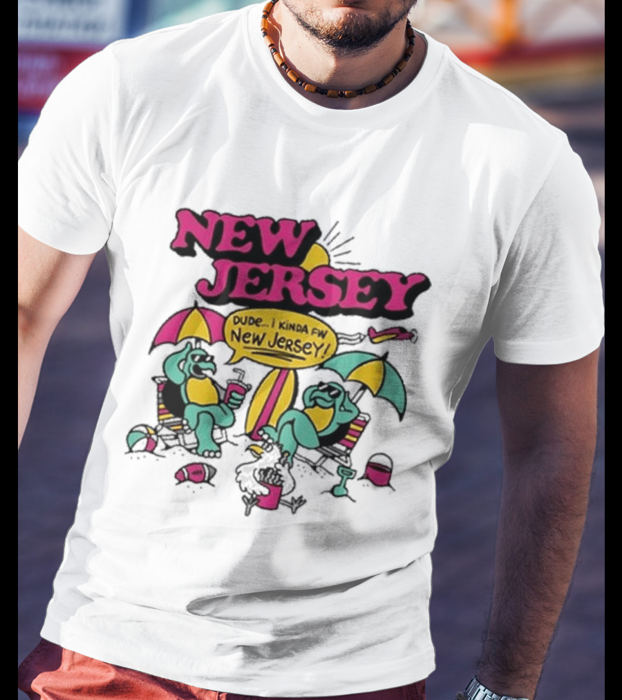 New Jersey 2026 Vibe Cartoon Relaxing Beach Chill Fun T-Shirt