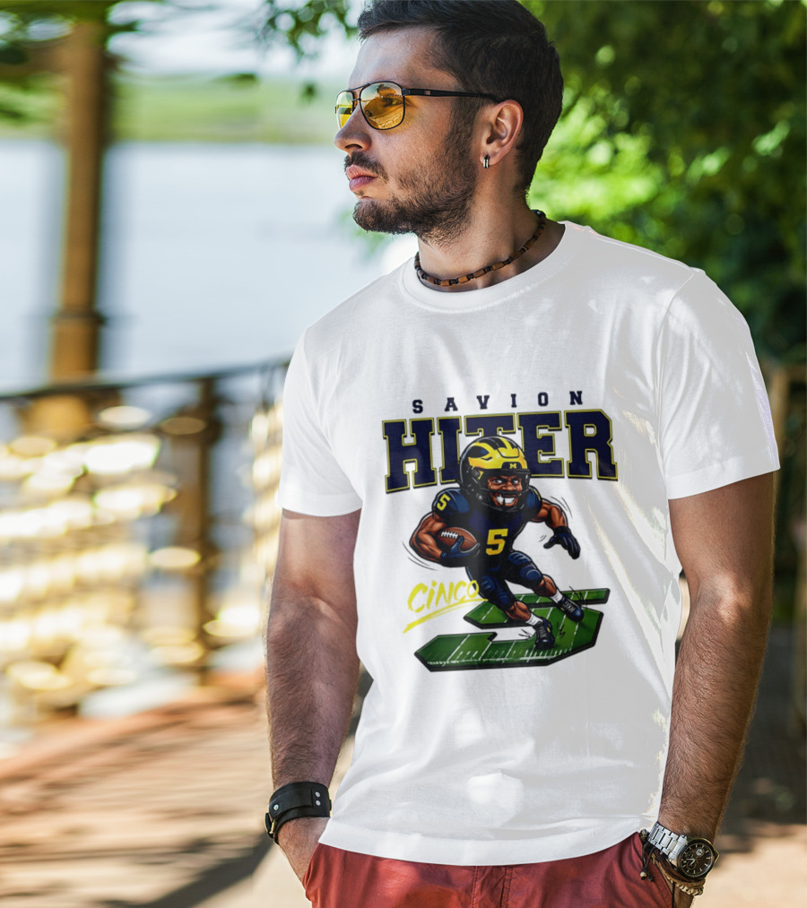 Savion Hiter Michigan Football Cinco 5 Mascot Caricature T-Shirt