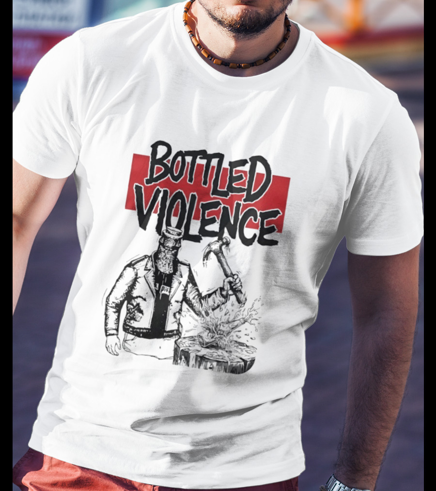 Bottled Violence Character With Hammer And Red T-Shirt