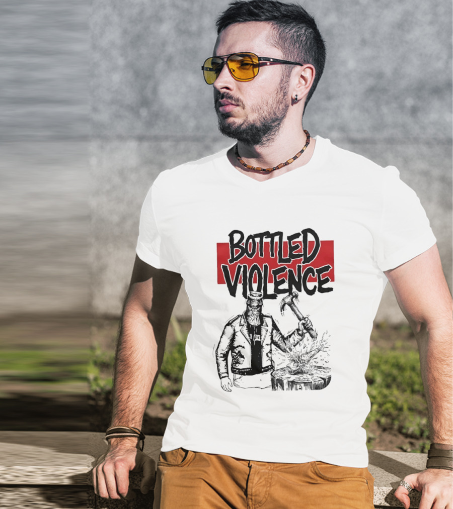Bottled Violence Character With Hammer And Red T-Shirt