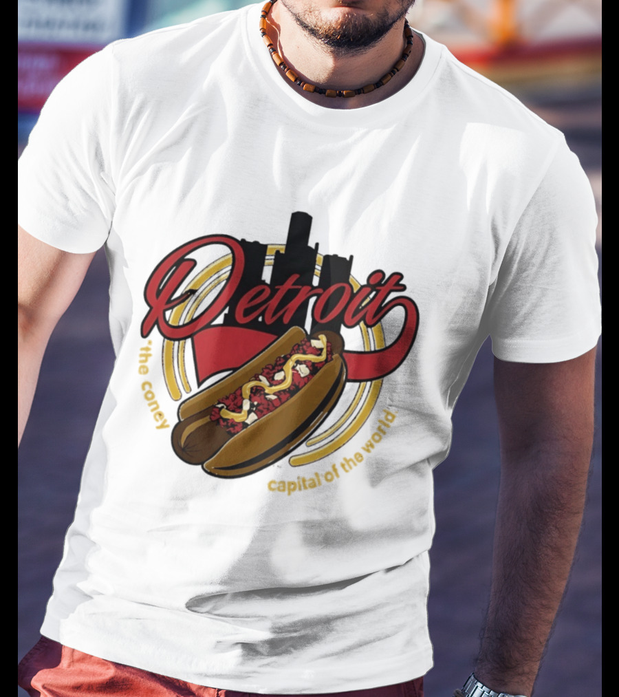 Detroit The Coney Capital Of The World Hot Dog Skyline T-Shirt