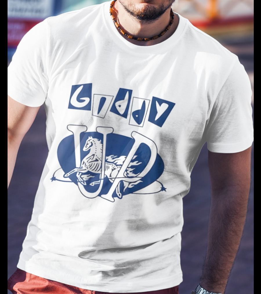 Giddy Up Horse Skeleton Vivid Lettering T-Shirt