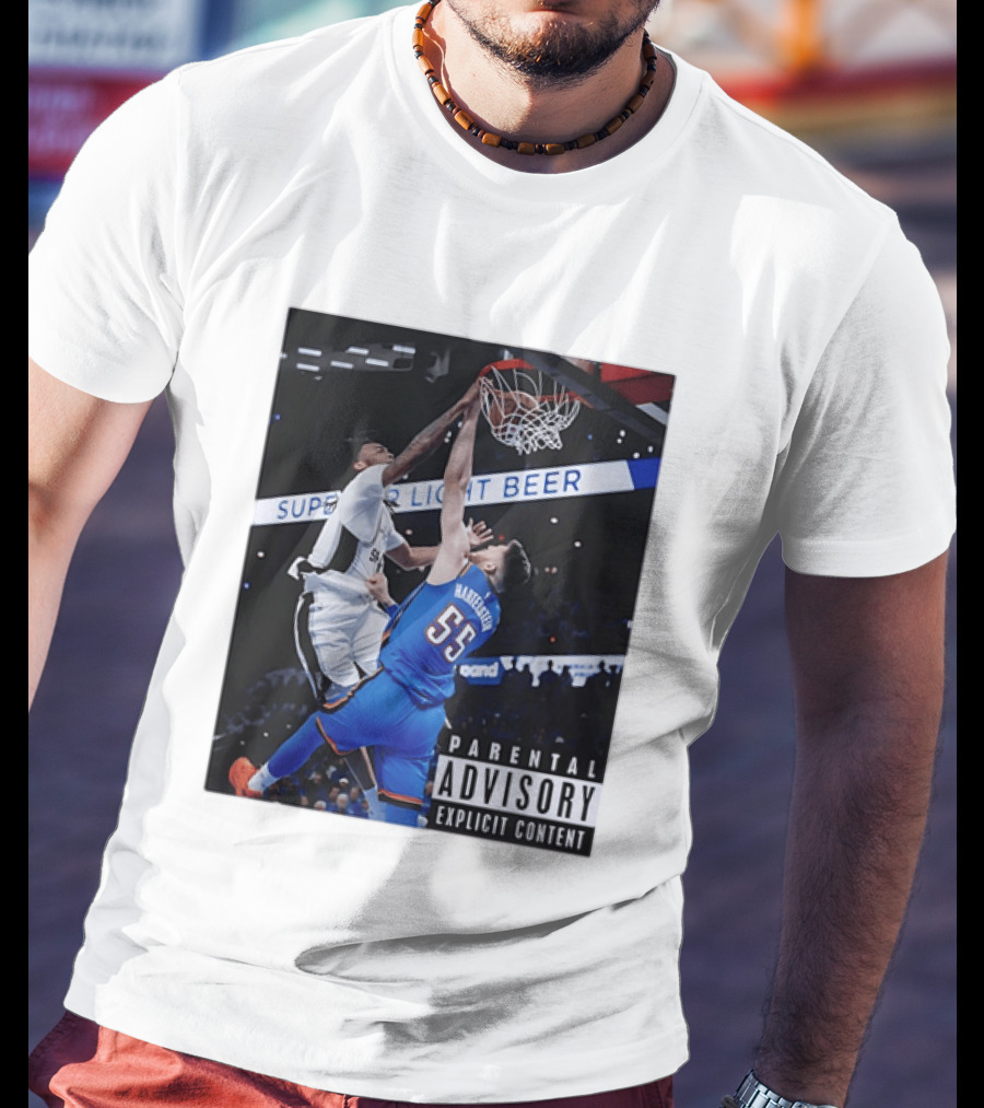 Parental Advisory Explicit Content Dunk Contest New York Knicks Mitchell Robinson Basketball Photo T-Shirt
