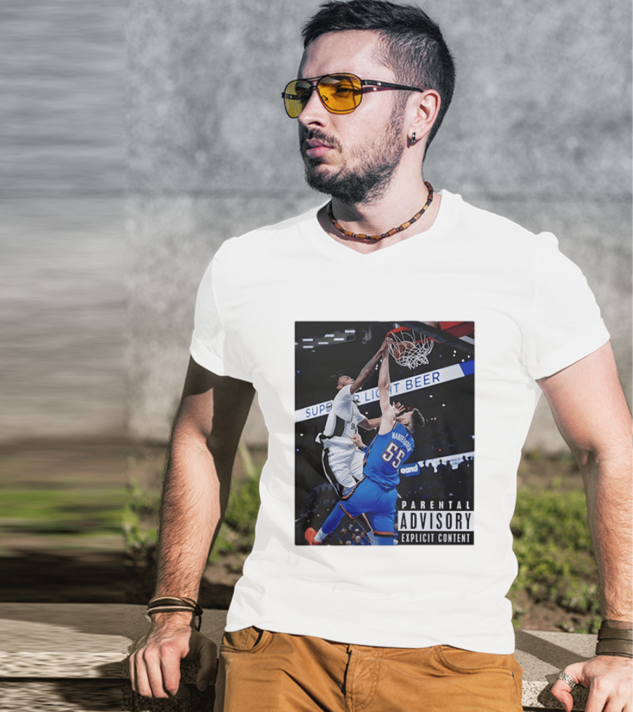 Parental Advisory Explicit Content Dunk Contest New York Knicks Mitchell Robinson Basketball Photo T-Shirt