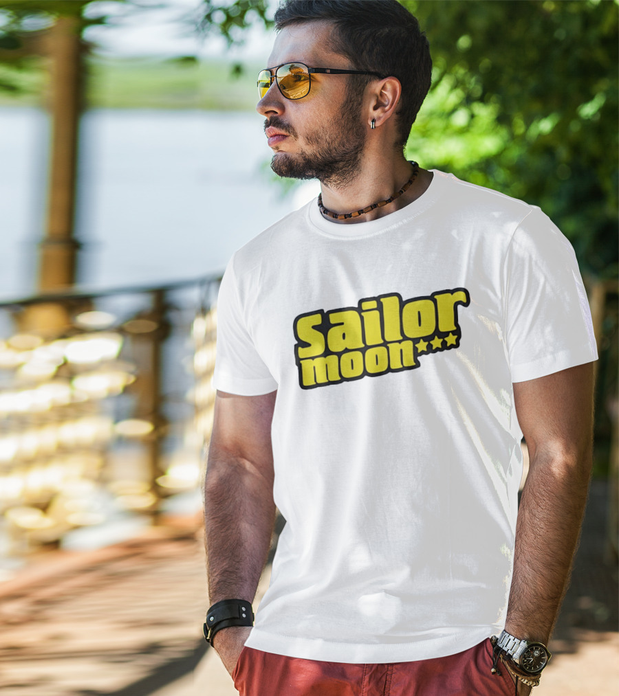 Sailor Moon Yellow Text With Stars T-Shirt