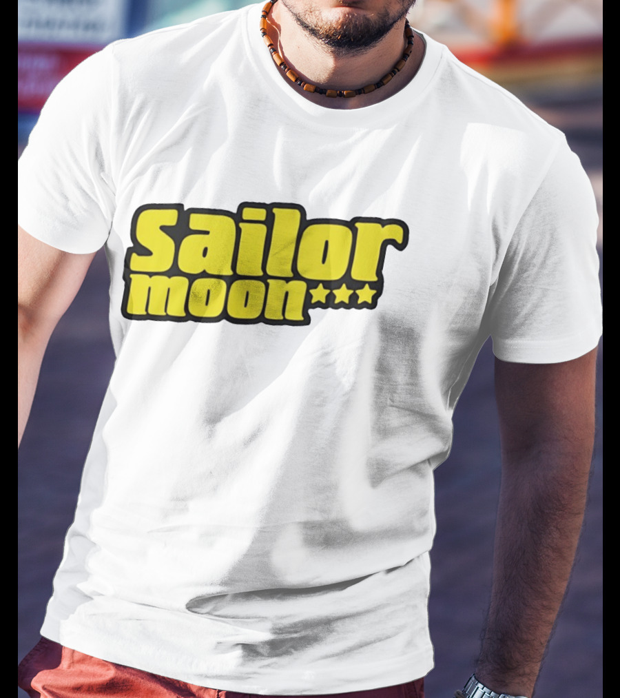 Sailor Moon Yellow Text With Stars T-Shirt