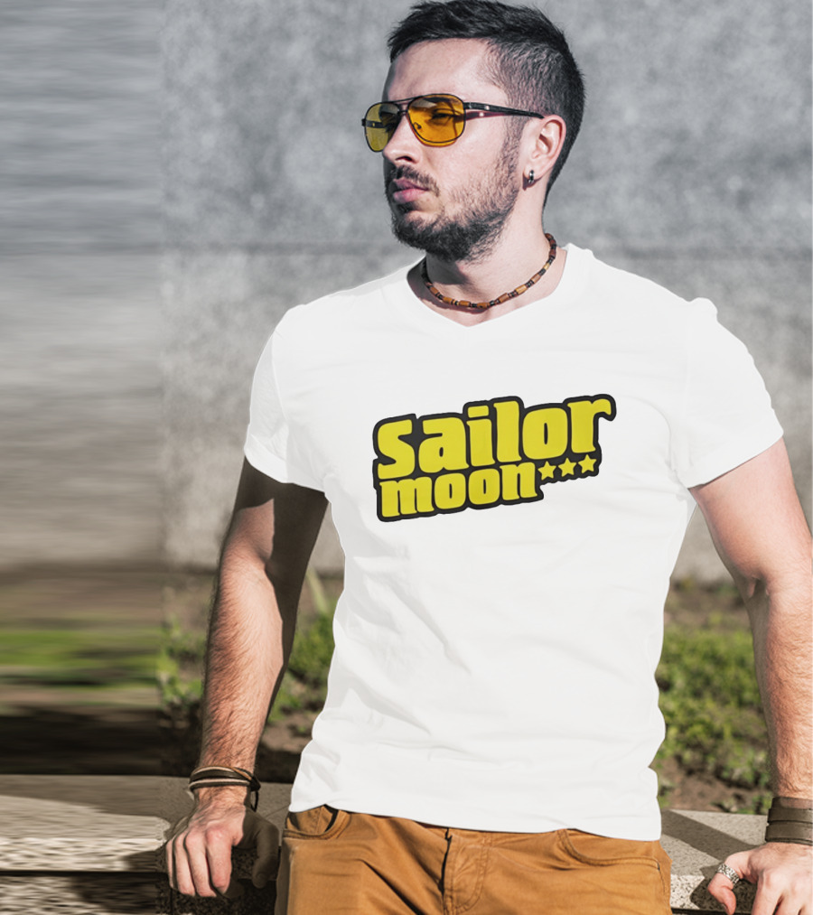 Sailor Moon Yellow Text With Stars T-Shirt