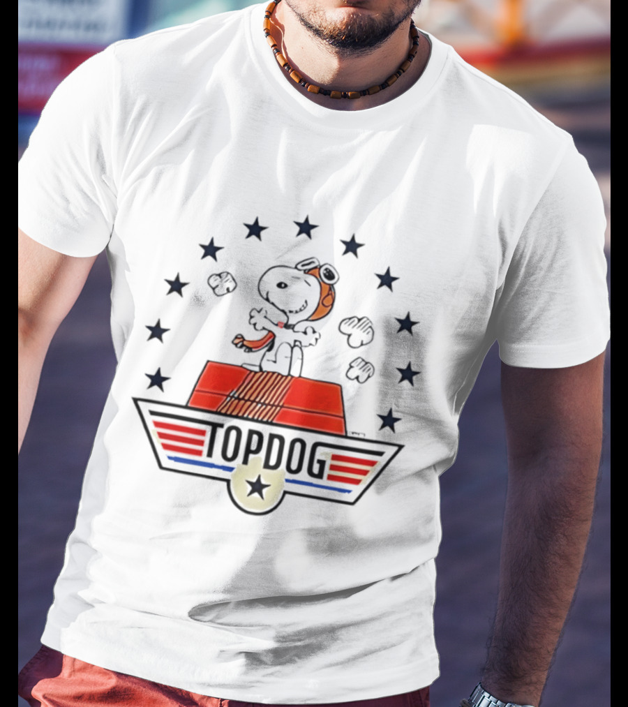 Snoopy Top Dog Stars Aviator Scarf And Goggles T-Shirt