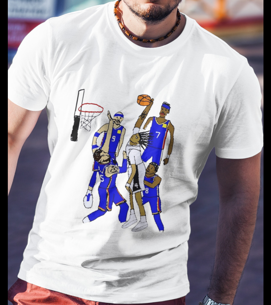 Stephon Castle Dunk Basketball Blue Team Number 4 Drawing T-Shirt
