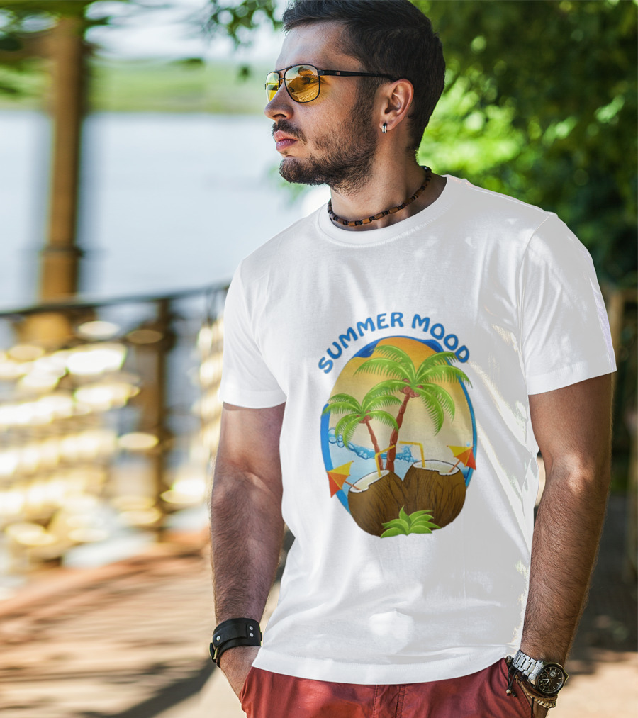 Summer Mood Tropical Palm And Coconut Drink Fiesta T-Shirt