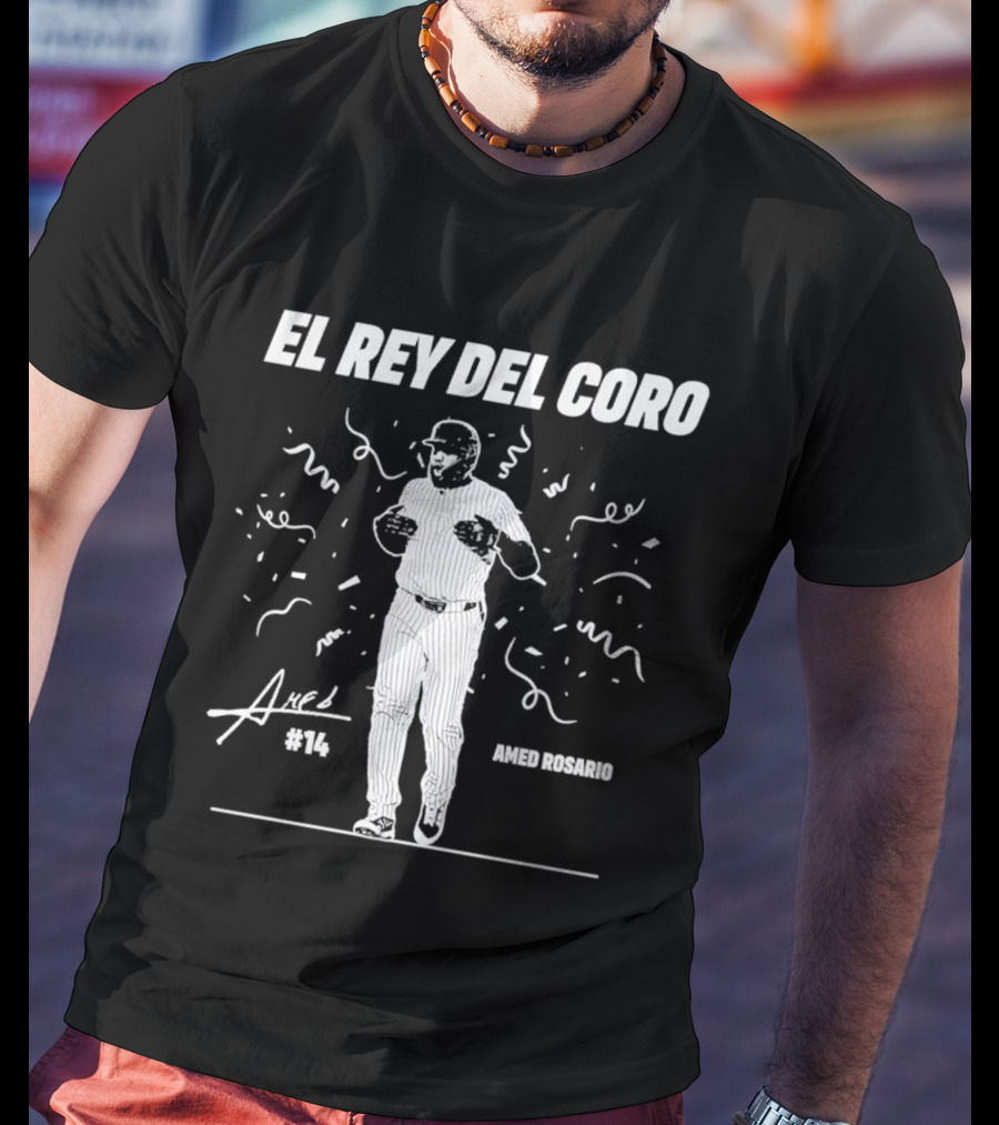 El Rey Del Coro Amed Rosario #14 Yankees Celebration T-Shirt