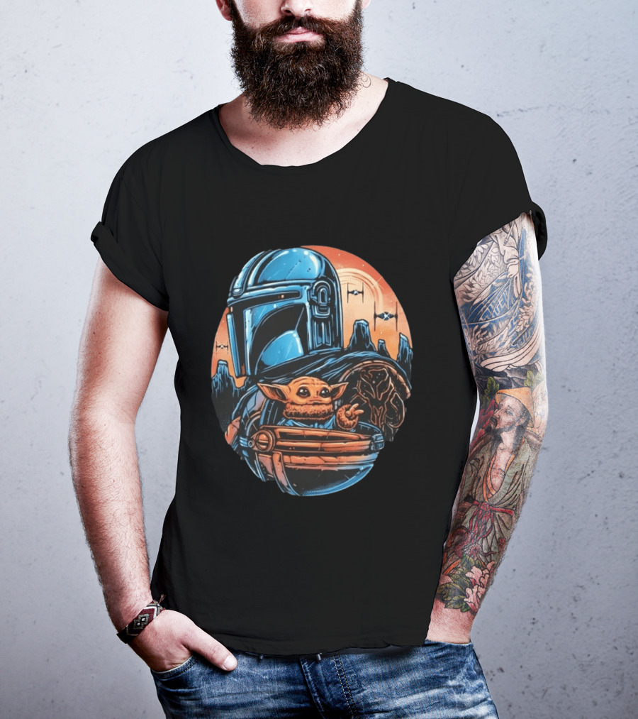 Din Djarin And Grogu Mandalorian Saga Rise Against The Empire T-Shirt