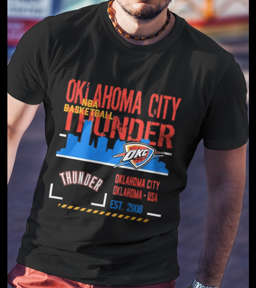 Oklahoma City Thunder NBA Basketball Skyline OKC Est 2008 T-Shirt