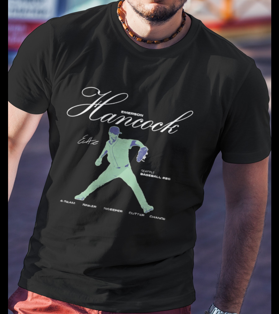 Emerson Hancock Seattle Baseball 4 Seam Sinker Slider Cutter Changeup T-Shirt