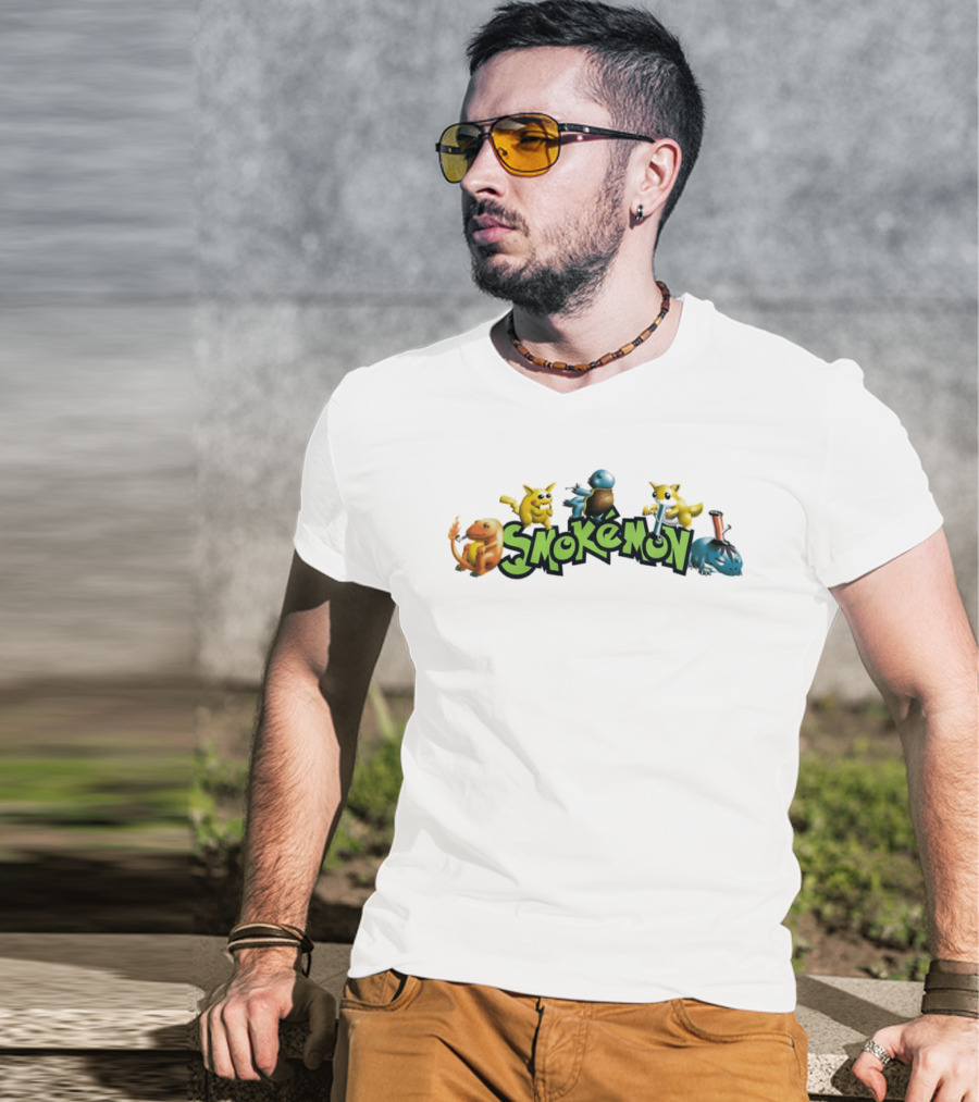 Smokémon Pikachu Squirtle Charmander Bulbasaur Pokémon Characters T-Shirt