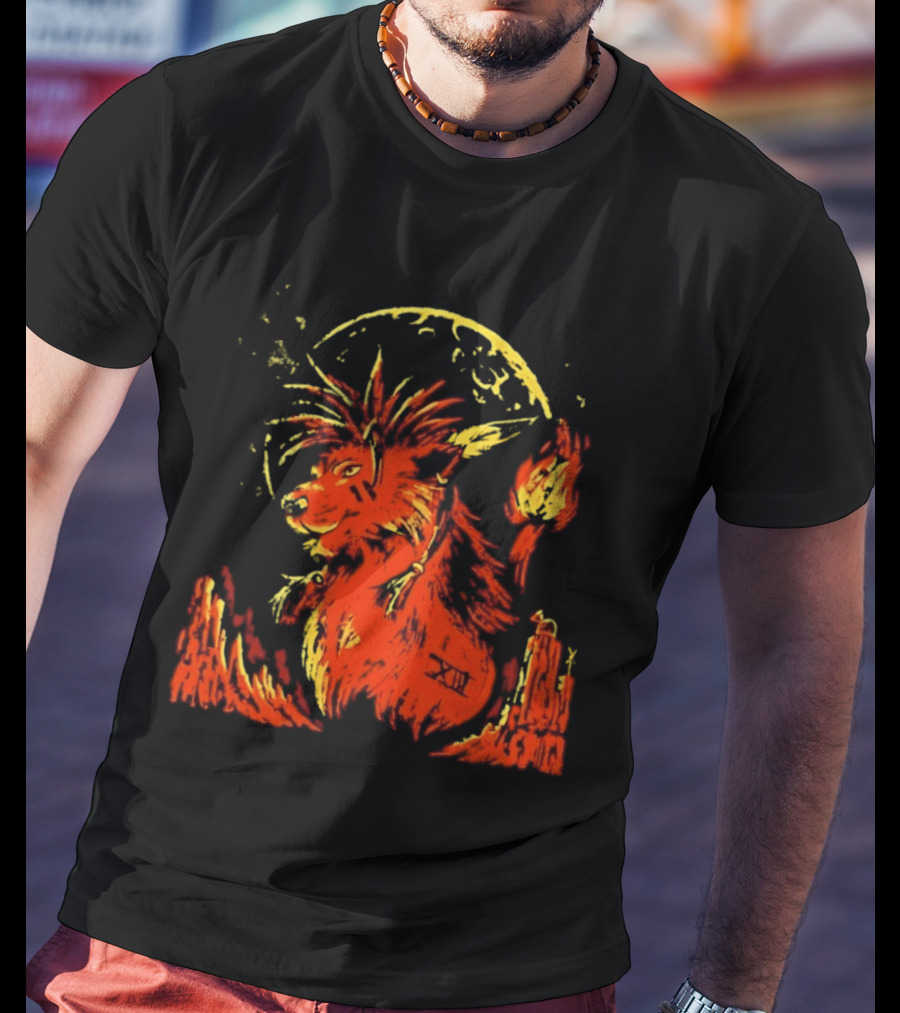 Red XIII Final Fantasy Guardian Of The Canyon Moonlit Fire Aura T-Shirt