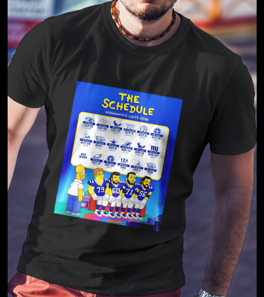 The Schedule Indianapolis Colts 2026 Simpsons Characters NFL Teams Matchups T-Shirt