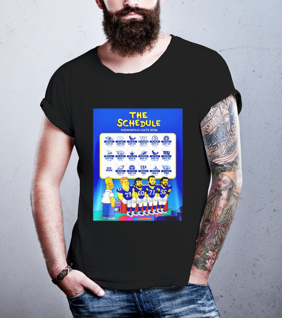 The Schedule Indianapolis Colts 2026 Simpsons Characters NFL Teams Matchups T-Shirt