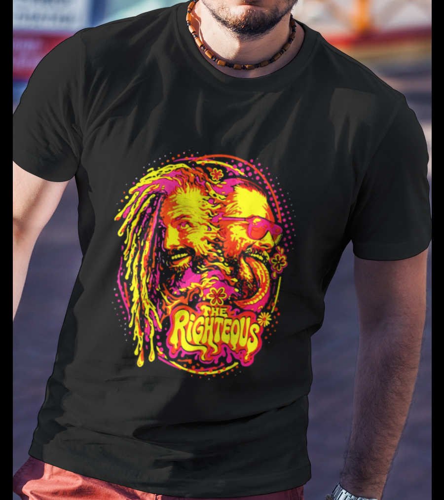 TNA Wrestling The Righteous Psychedelic Tie Dye Art With Sunglasses And Flowers T-Shirt