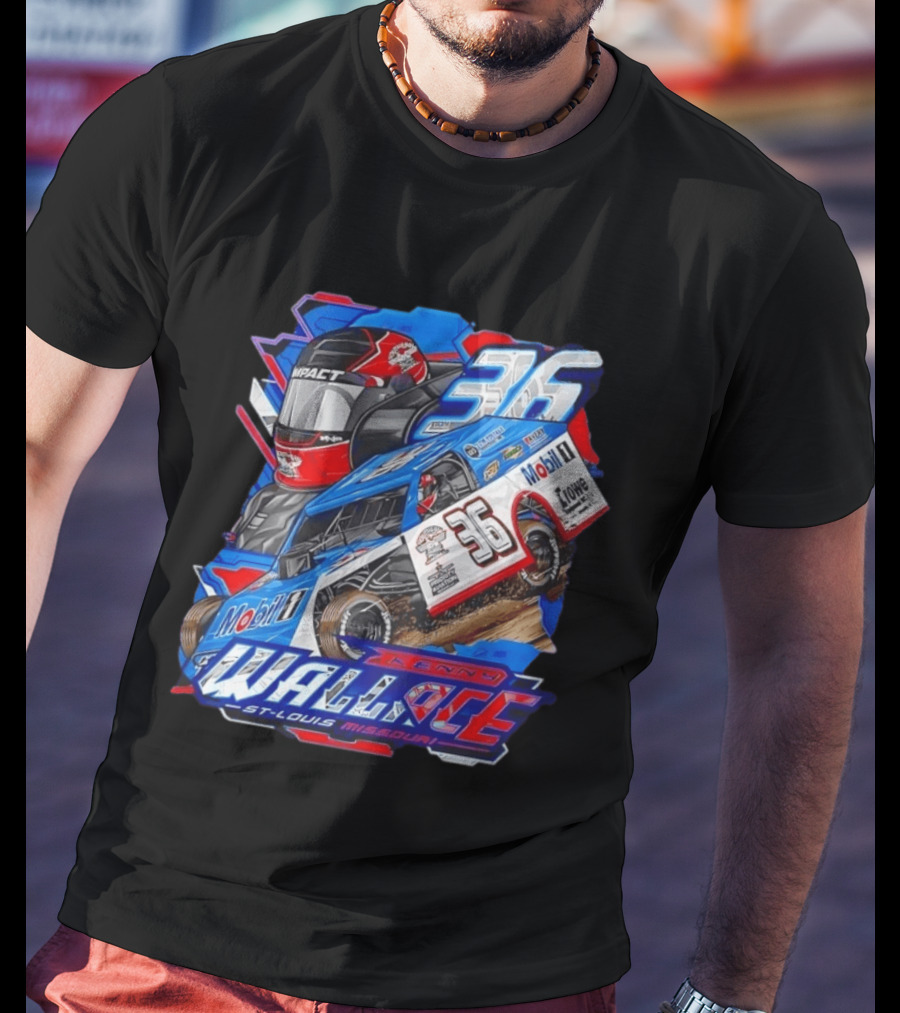 Kenny Wallace 36 Mobil 1 Racing St Louis Missouri Dirt Track T-Shirt