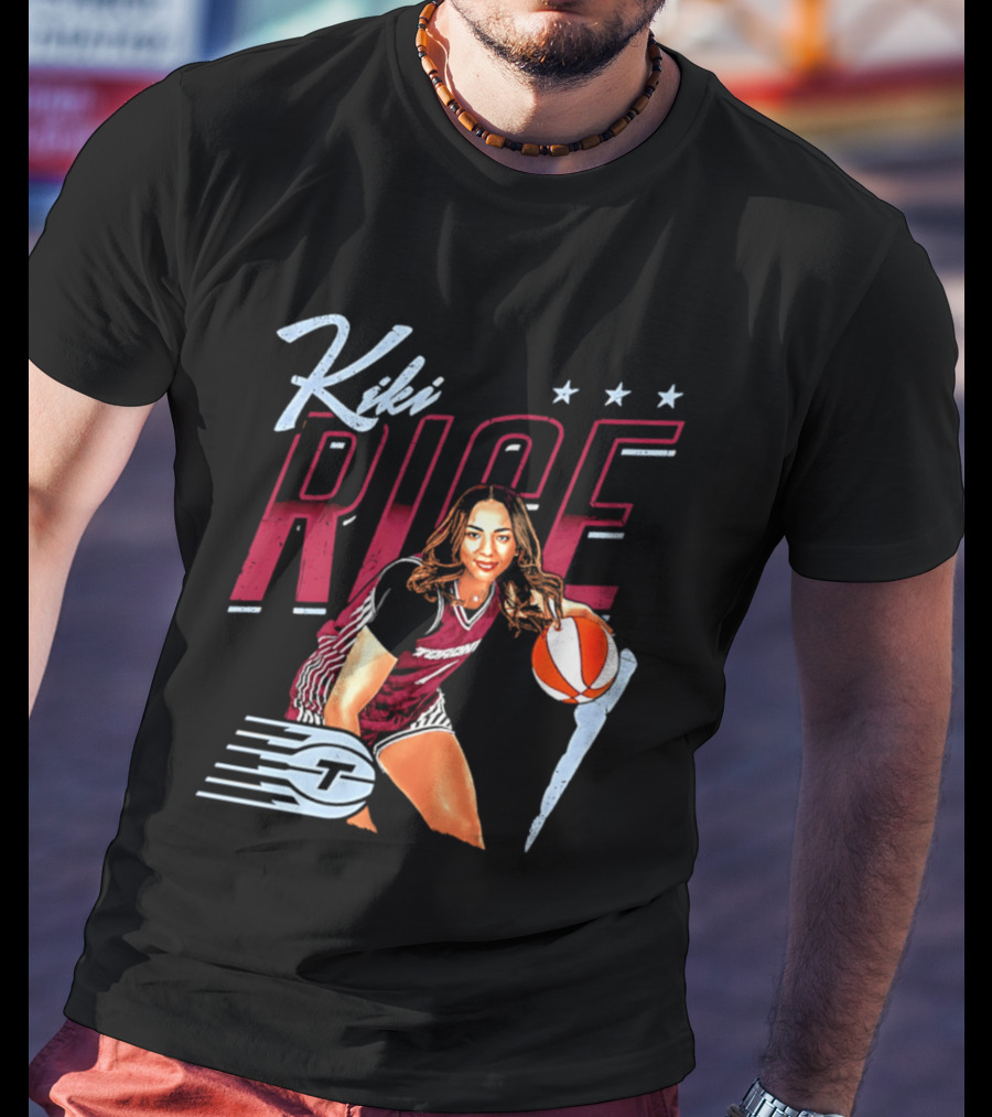 Kiki Rice Toronto Tempo Player Three Stars Basketball Pose T-Shirt