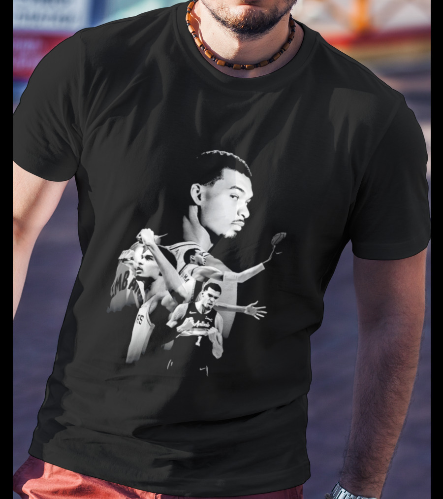 Victor Wembanyama San Antonio Spurs Player Collage 2026 Dunk Action T-Shirt