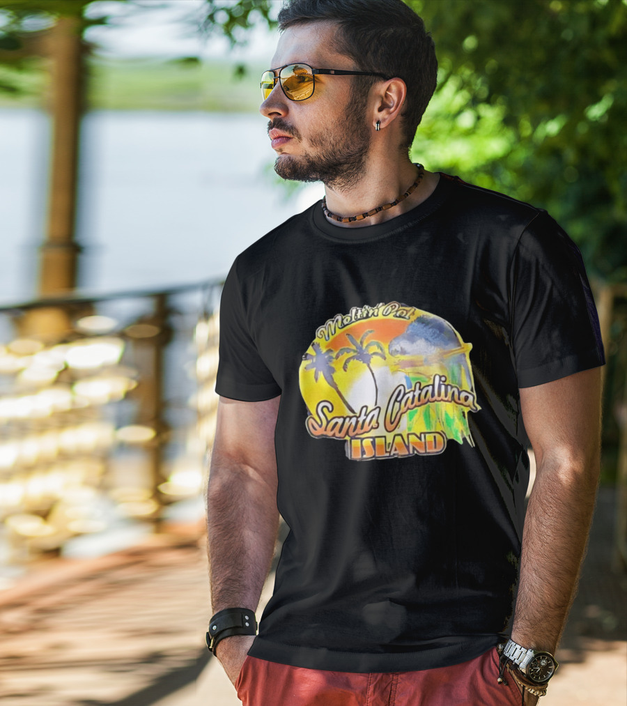 Meltin Pot Santa Catalina Island Palm Trees Ocean Sunrise T-Shirt
