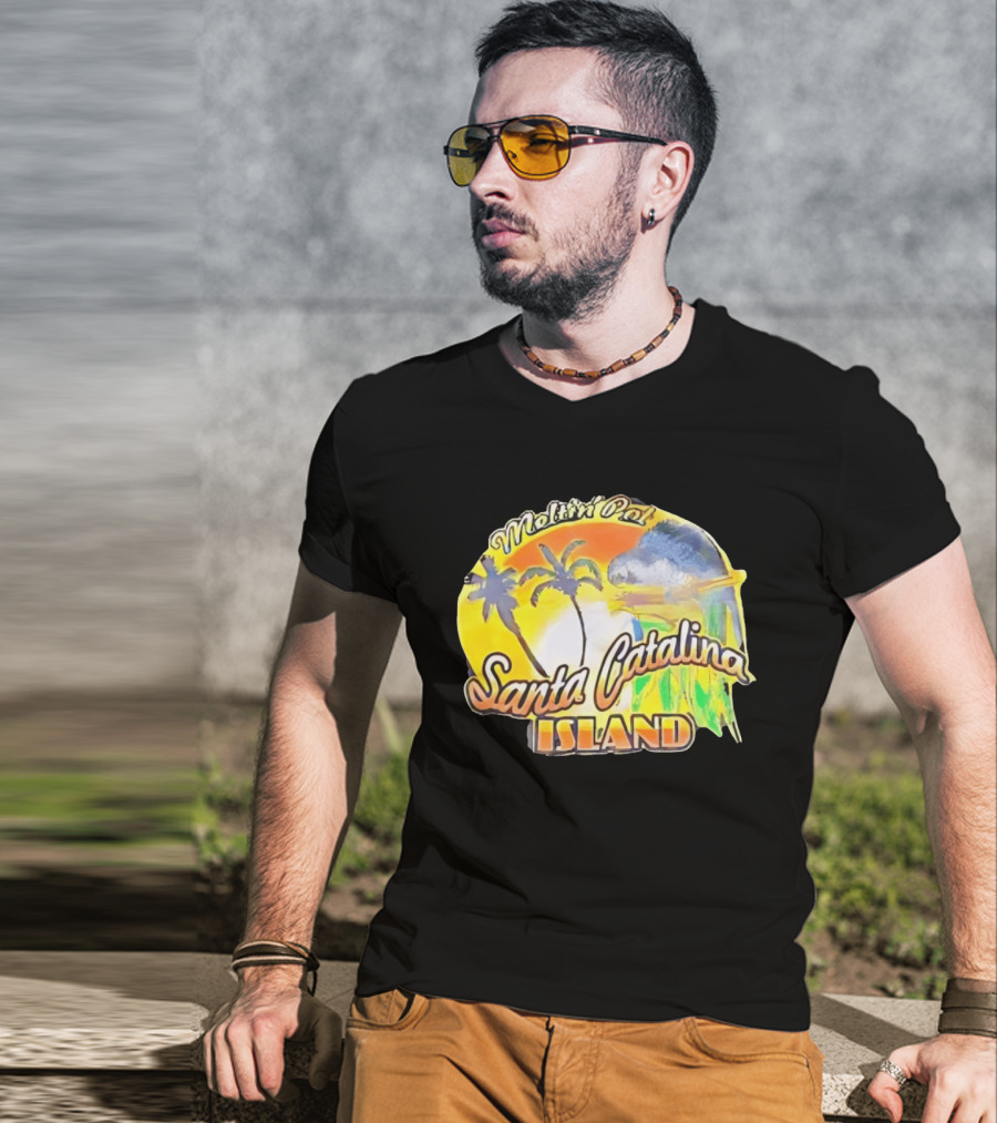 Meltin Pot Santa Catalina Island Palm Trees Ocean Sunrise T-Shirt