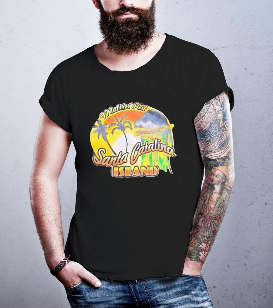 Meltin Pot Santa Catalina Island Palm Trees Ocean Sunrise T-Shirt