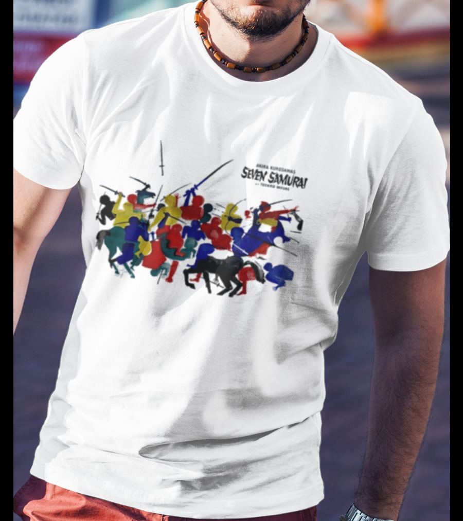 Andafterthat Akira Kurosawa Seven Samurai Painted Battle Scene T-Shirt