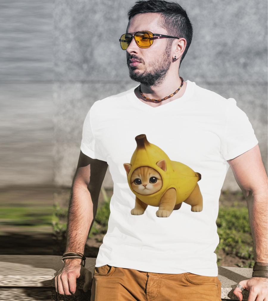 Banana Kitty Cute Cat In Fruit Costume T-Shirt
