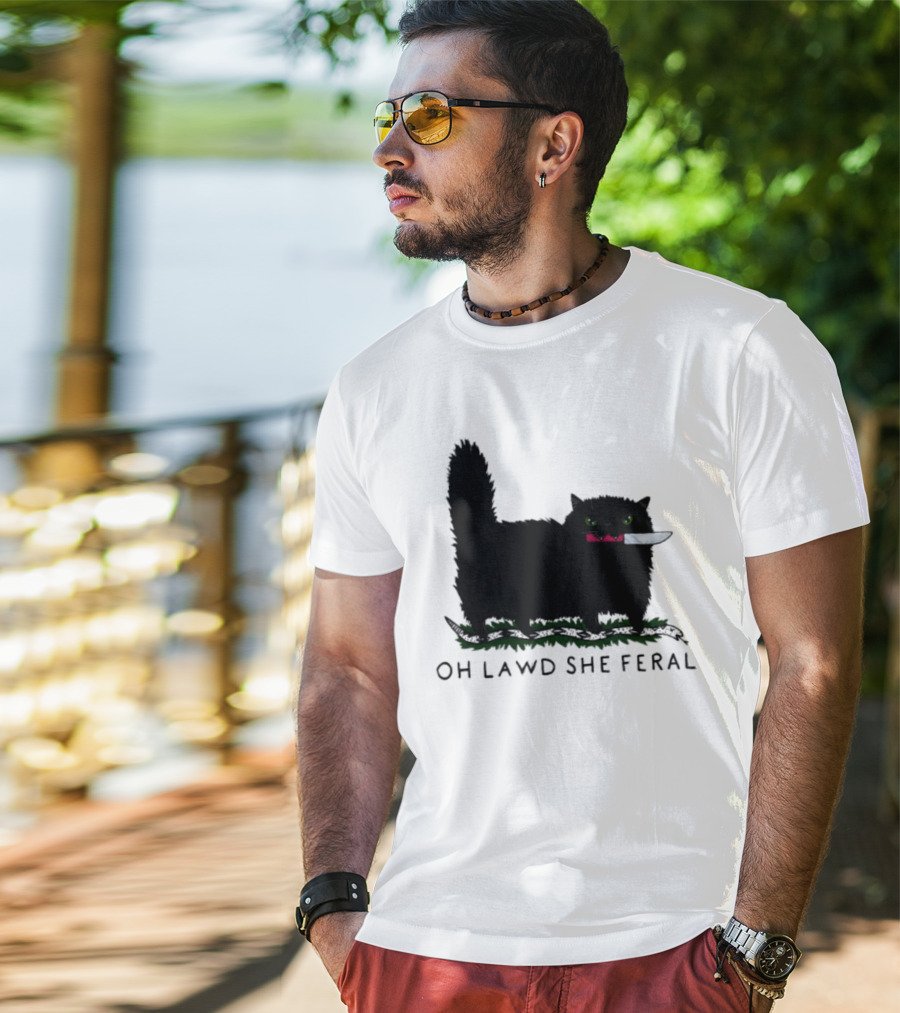 Oh Lawd She Feral Cat Knife Snake T-Shirt