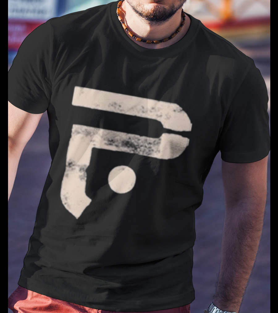 A Pale White Dot Abstract Symbol With Textured Circular Motif T-Shirt