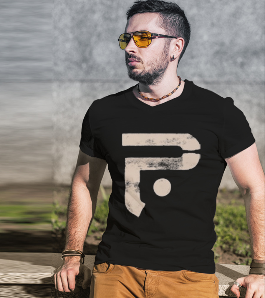 A Pale White Dot Abstract Symbol With Textured Circular Motif T-Shirt