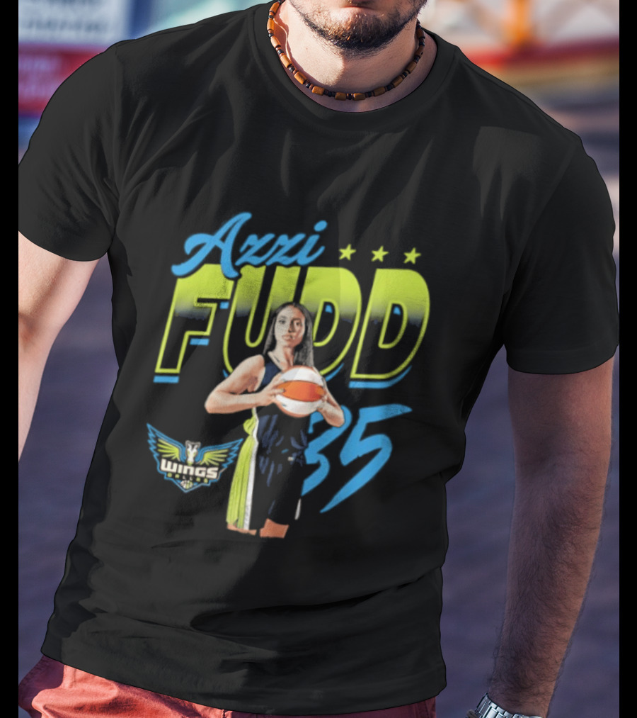 Azzi Fudd 35 Dallas Wings WNBA Player Pose With Stars And Wings T-Shirt